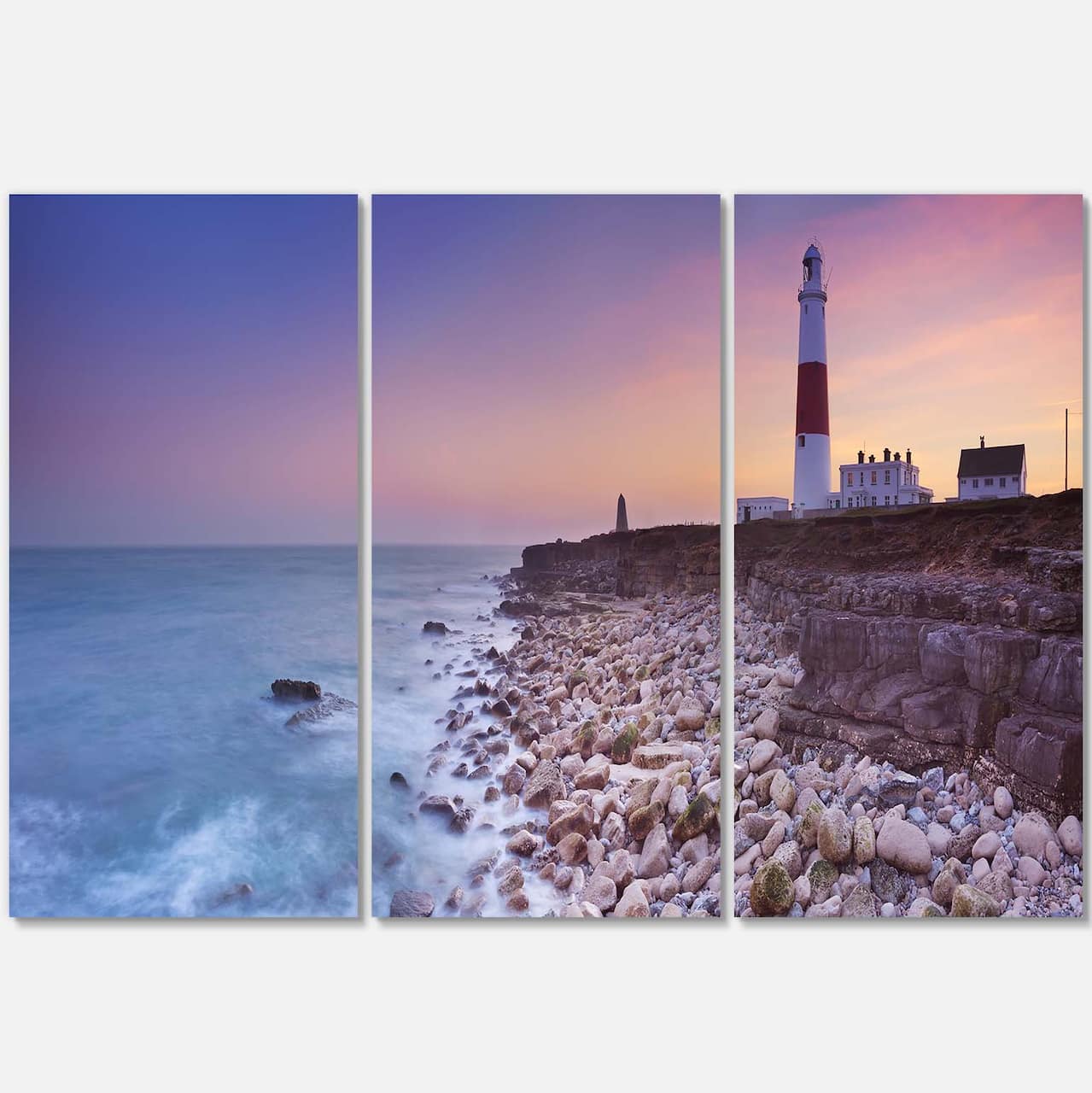 Designart - Portland Bill Lighthouse in Dorset - Modern Seashore Canvas Wall Art